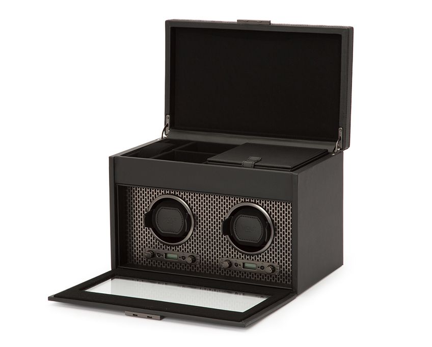 AXIS DOUBLE WATCH WINDER WITH STORAGE Powder coated Wonders of Luxury - Wolf