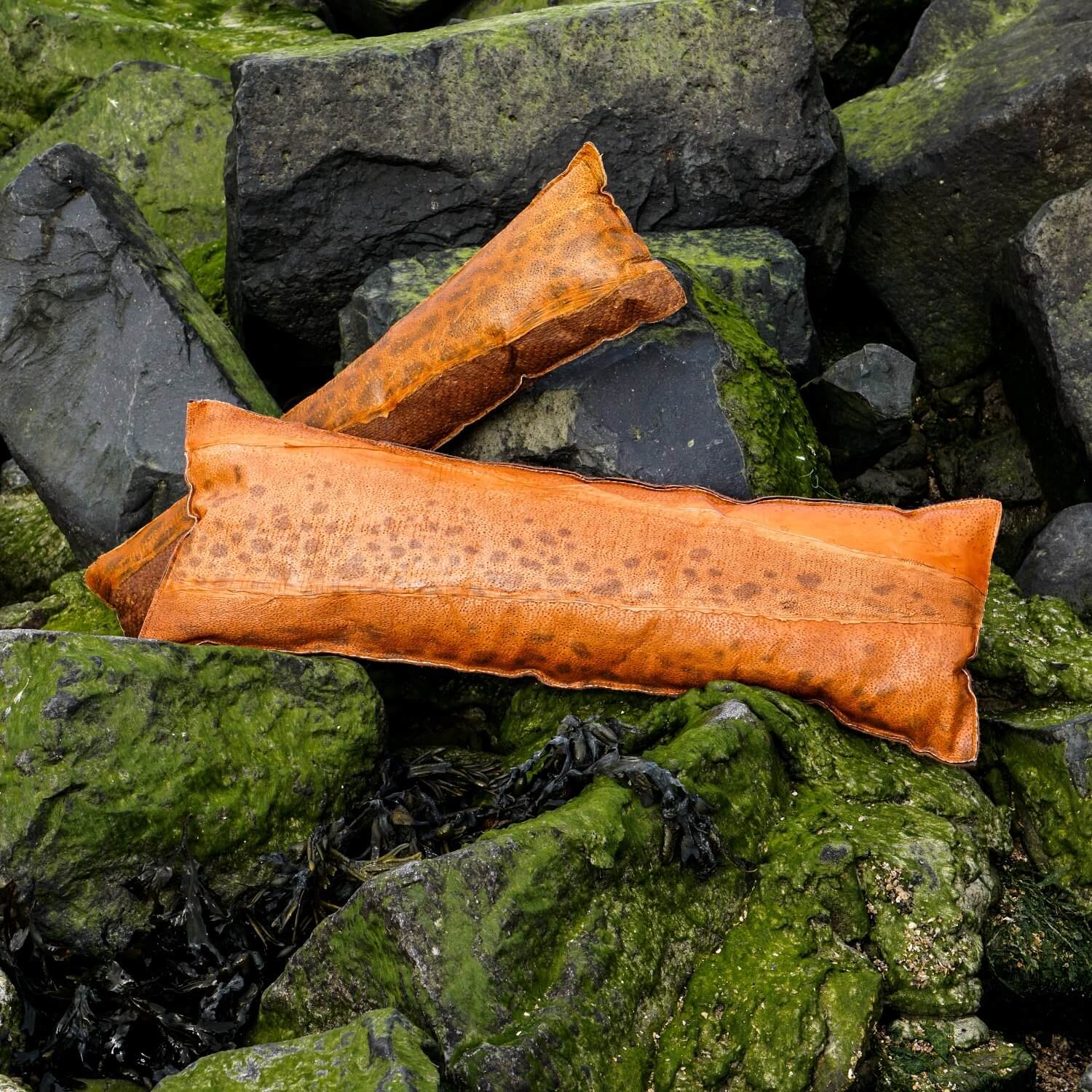 Golden Copper Fish Leather Pillow by DeLeo One